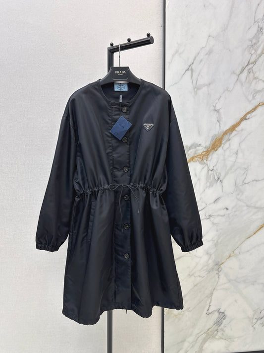 Nylon zip-up single-breasted jacket