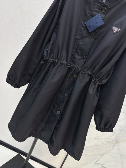 Nylon zip-up single-breasted jacket