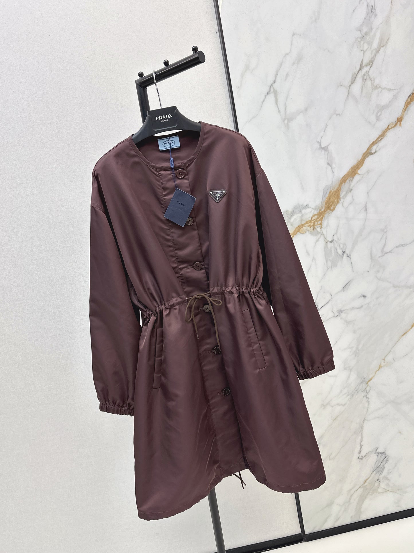 Nylon zip-up single-breasted jacket