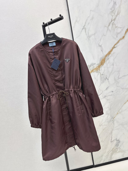 Nylon zip-up single-breasted jacket