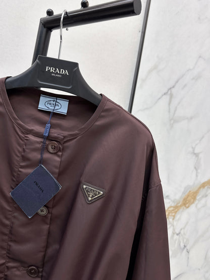 Nylon zip-up single-breasted jacket