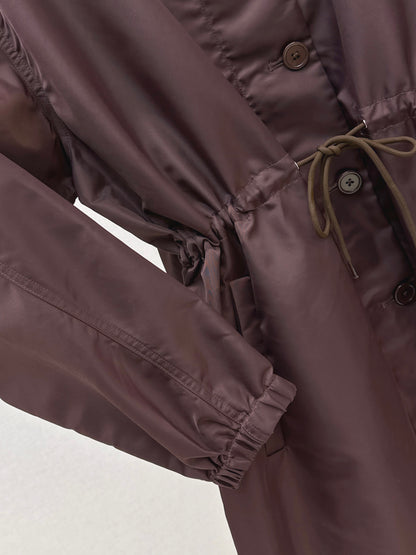 Nylon zip-up single-breasted jacket