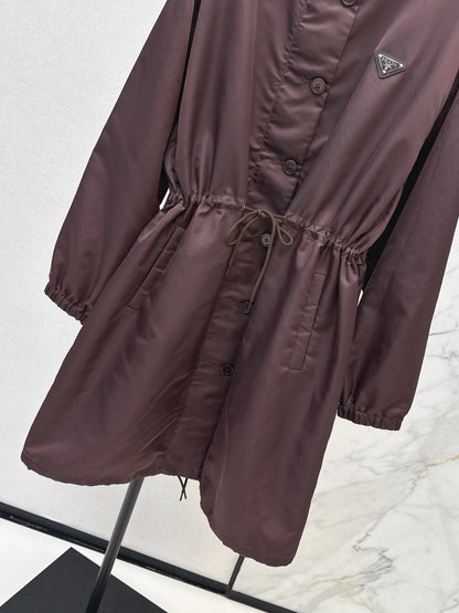 Nylon zip-up single-breasted jacket