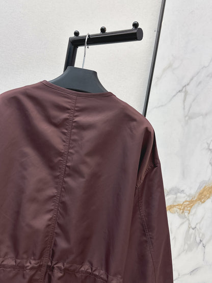 Nylon zip-up single-breasted jacket