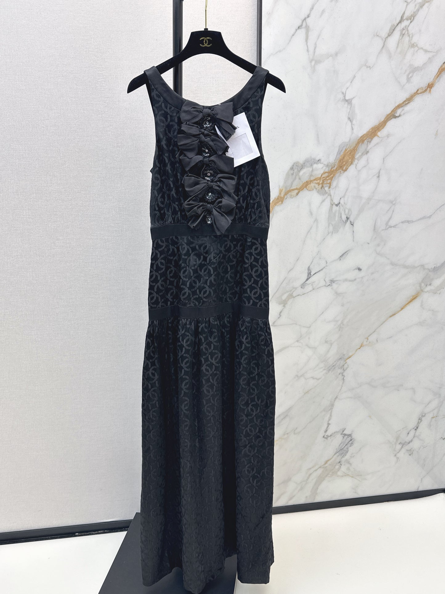 Silk Evening Dress with Bow Decoration