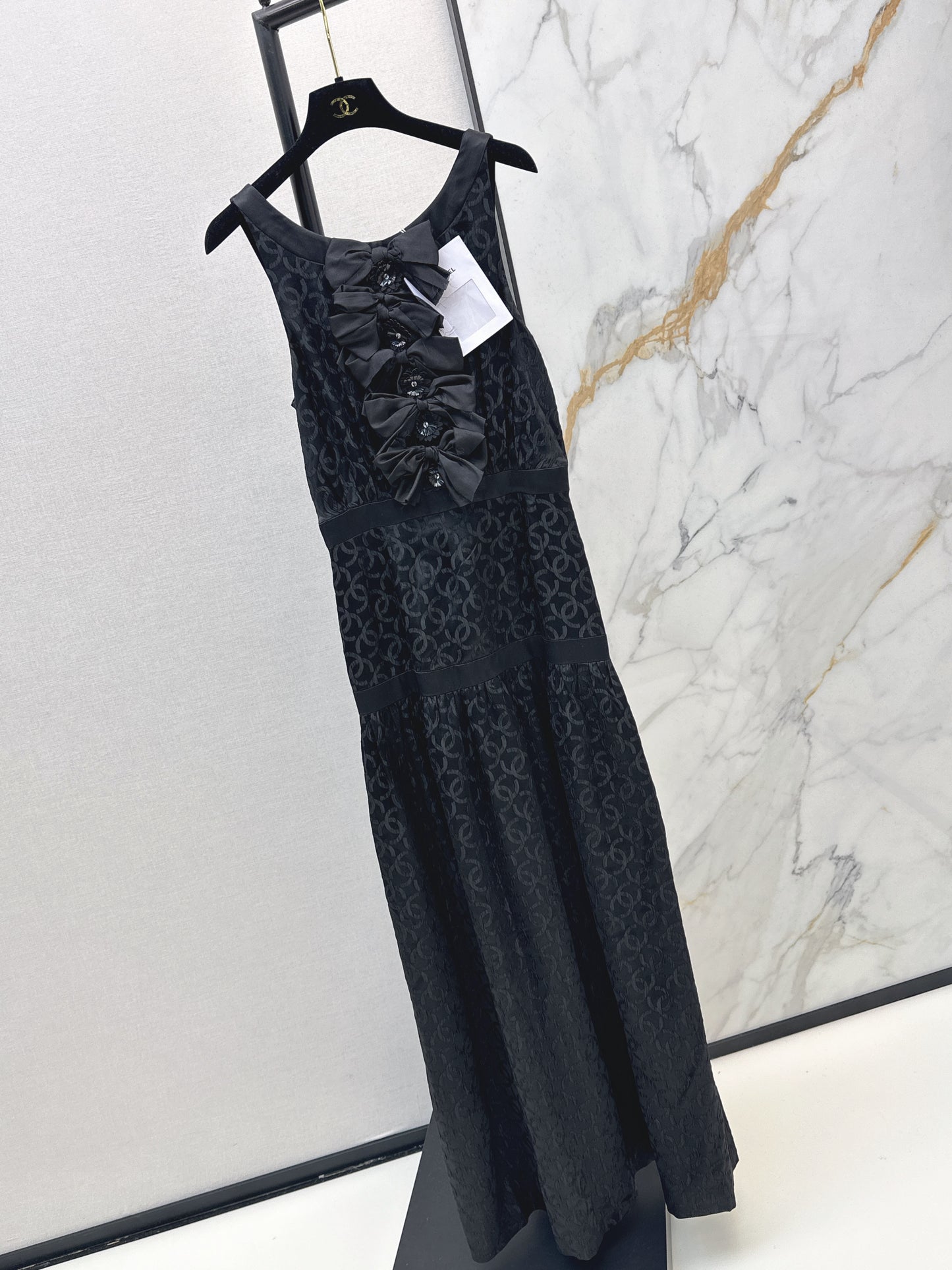Silk Evening Dress with Bow Decoration