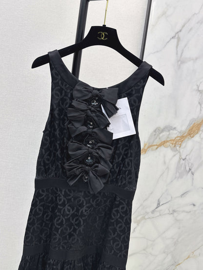 Silk Evening Dress with Bow Decoration
