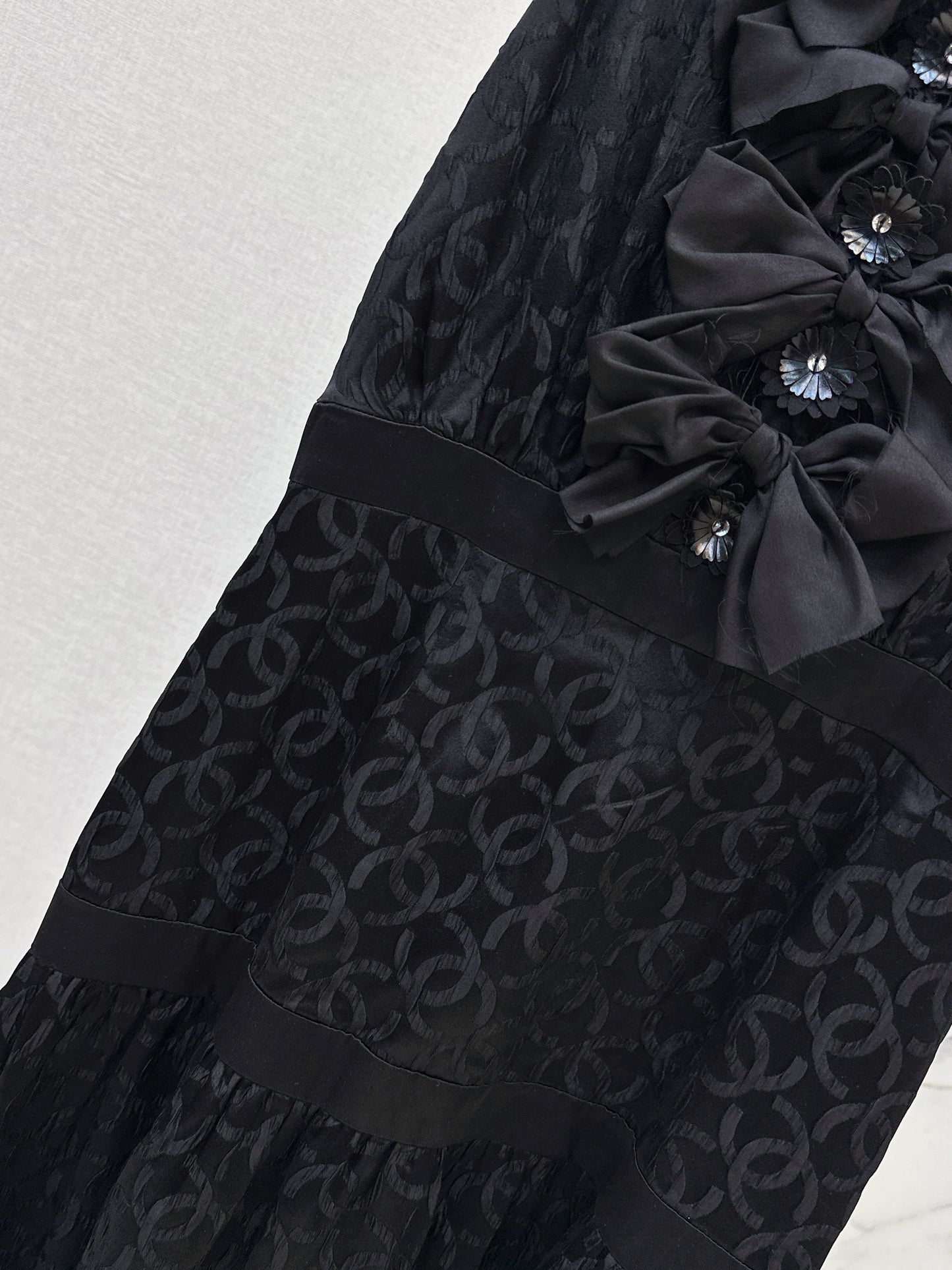 Silk Evening Dress with Bow Decoration