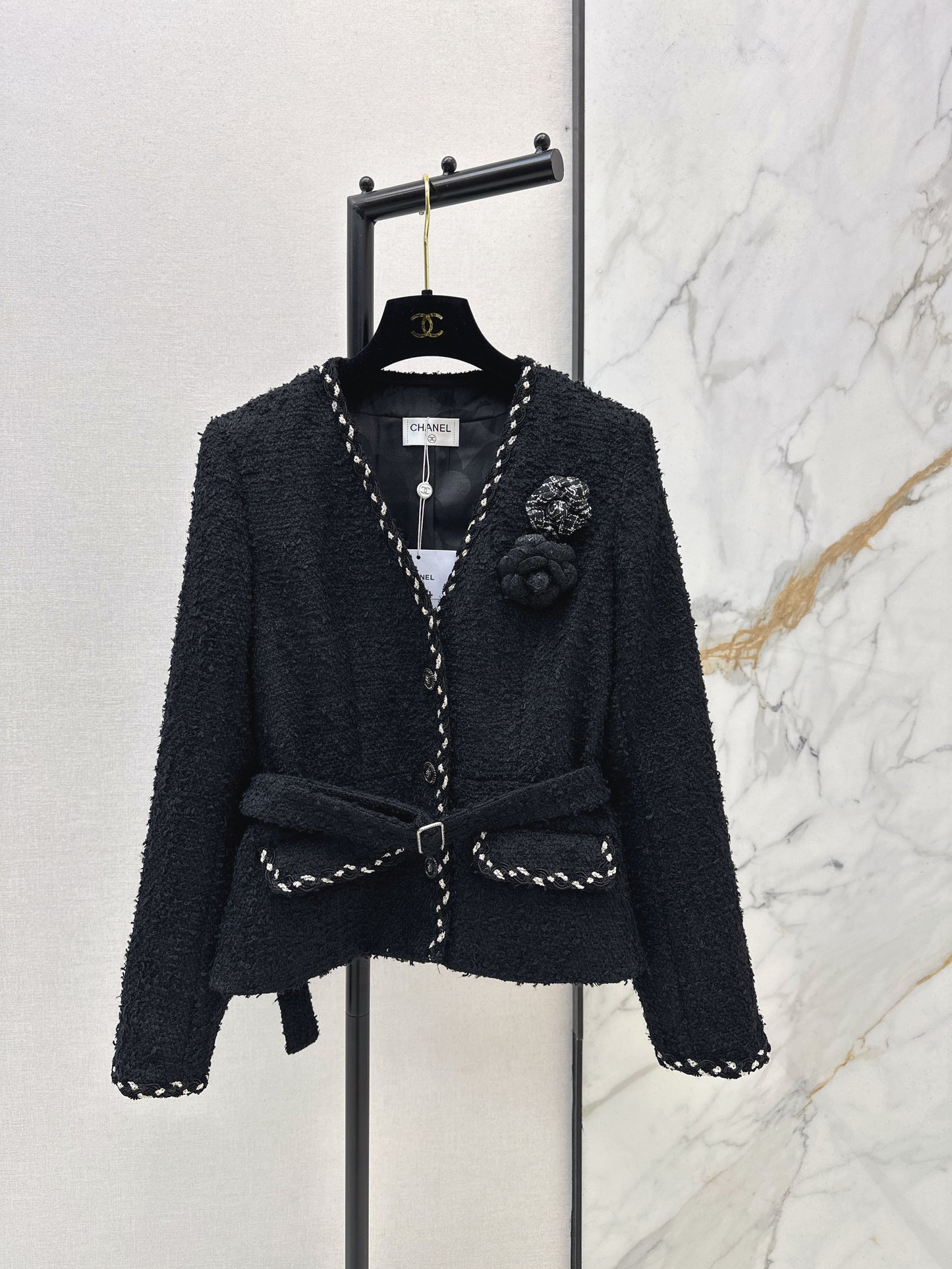 Floral-embellished coat
