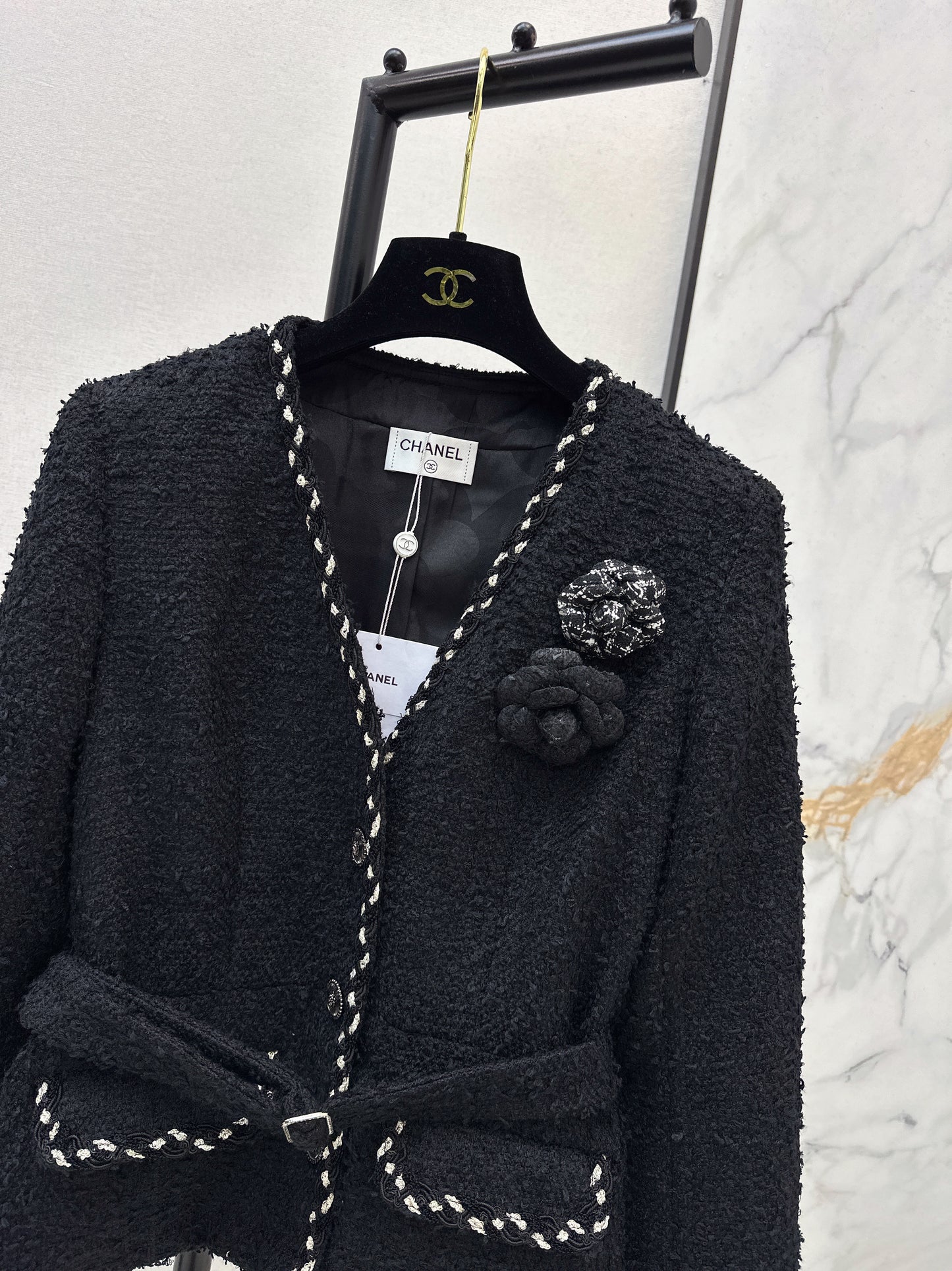 Floral-embellished coat