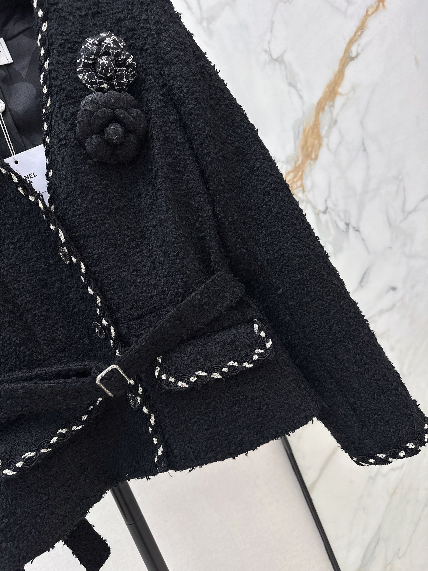 Floral-embellished coat
