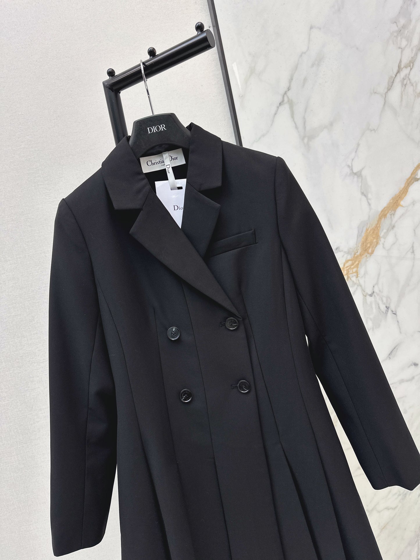 Double-breasted pleated dress