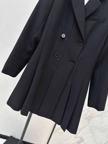Double-breasted pleated dress