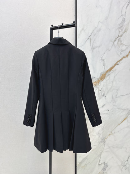 Double-breasted pleated dress