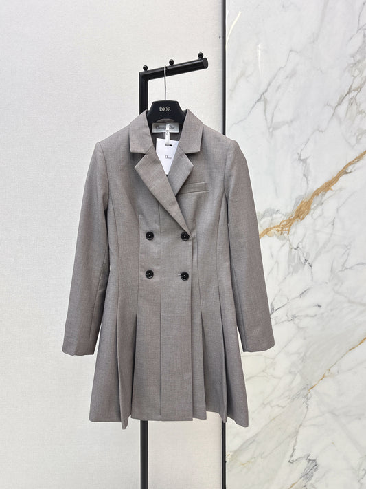 Double-breasted pleated dress