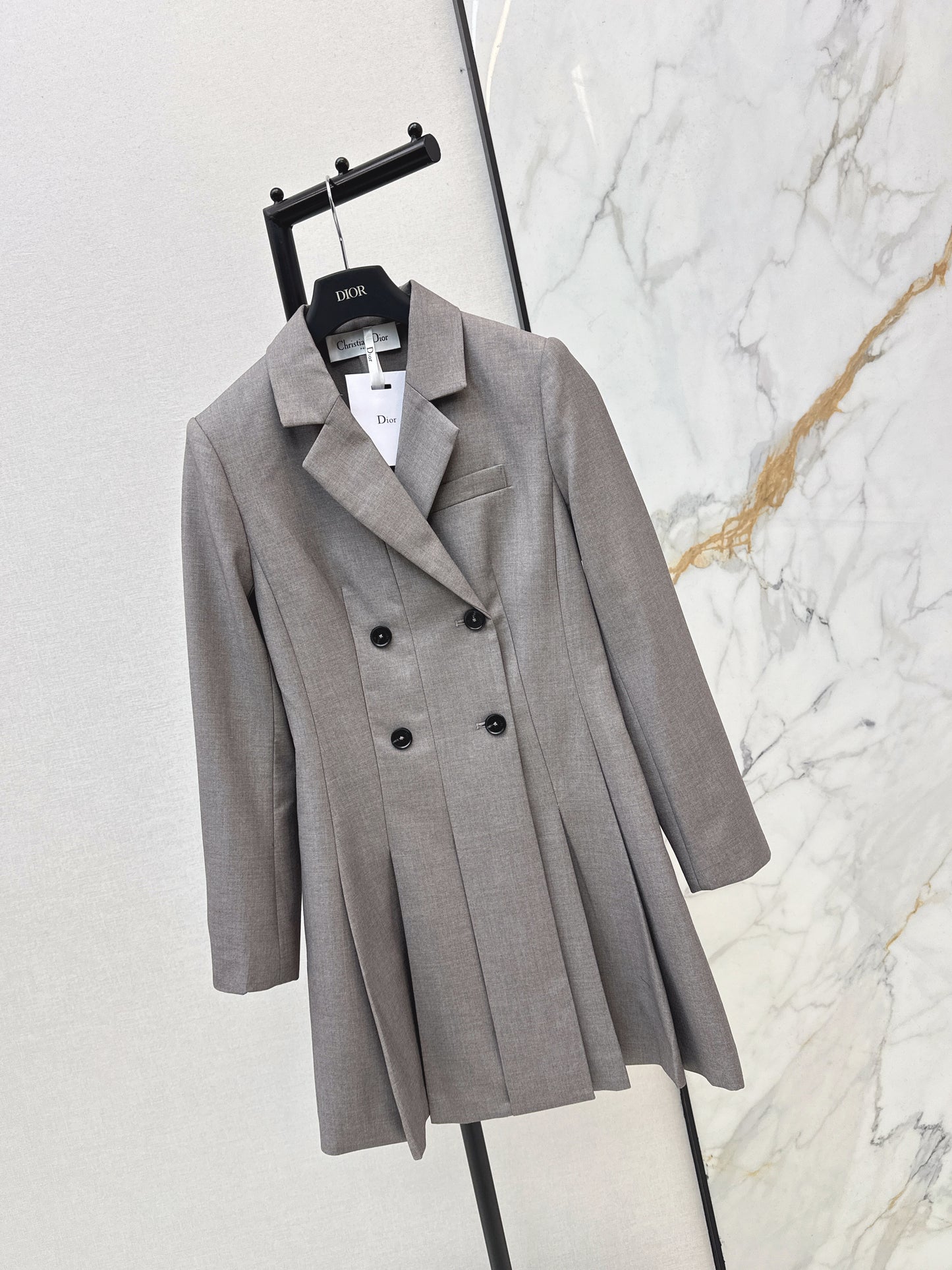 Double-breasted pleated dress
