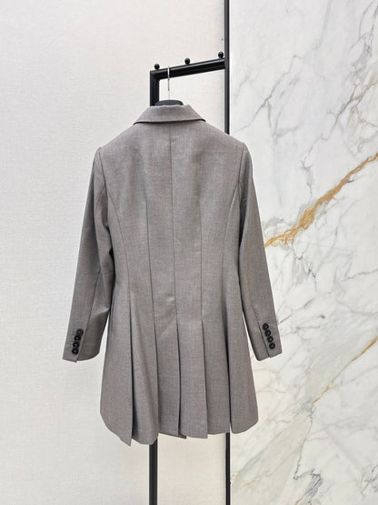 Double-breasted pleated dress