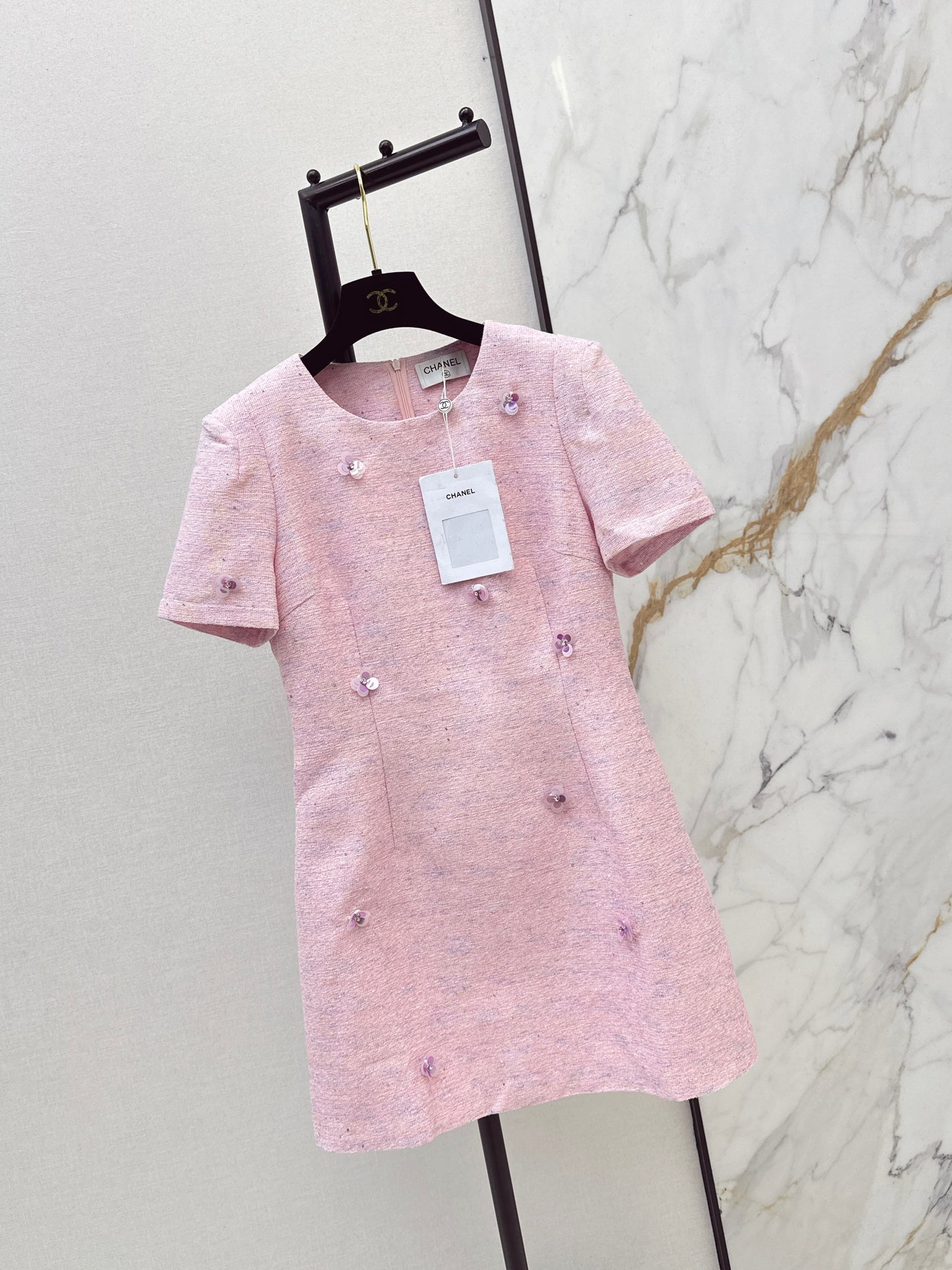 Sequined Short-Sleeve Dress
