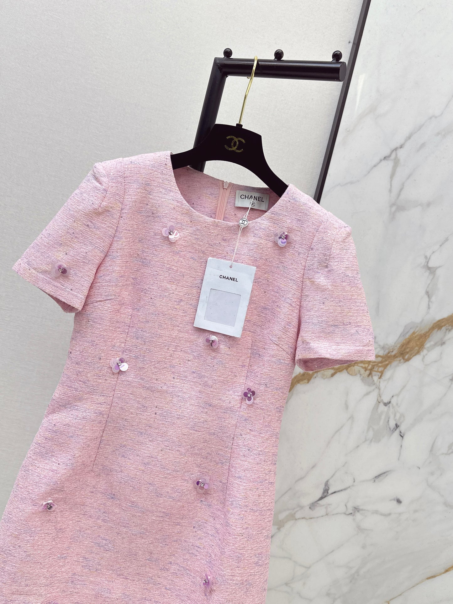Sequined Short-Sleeve Dress