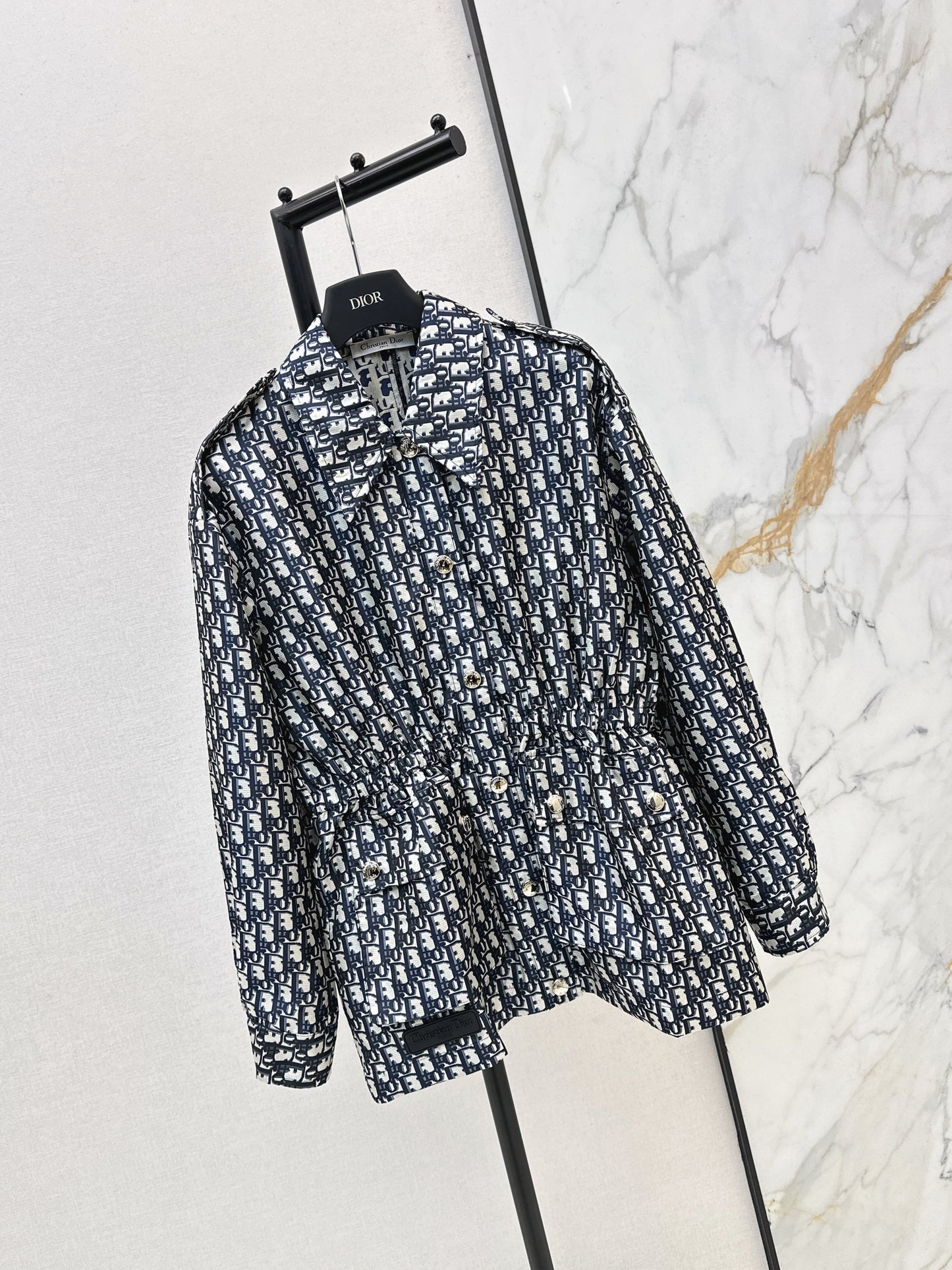 Jacquard drawstring cardigan