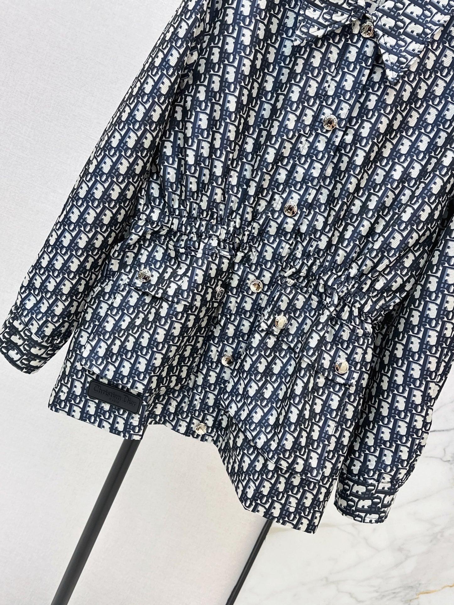 Jacquard drawstring cardigan