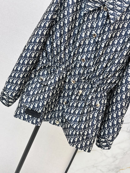 Jacquard drawstring cardigan