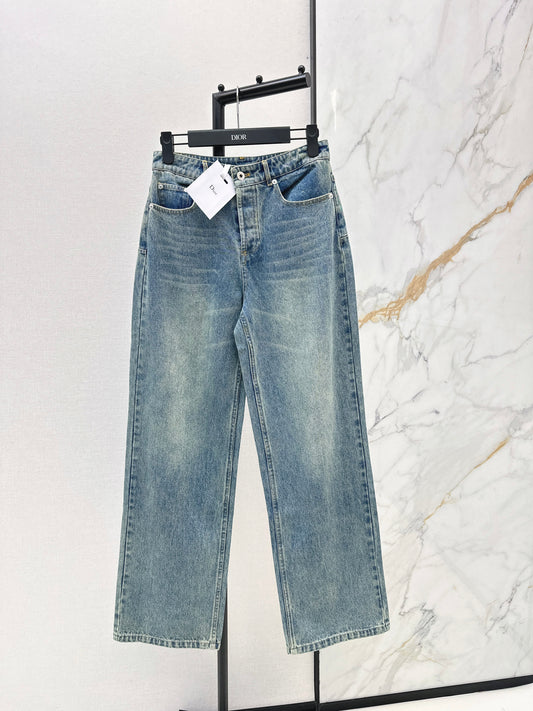Distressed Washed Denim Jeans