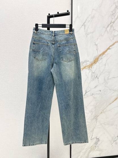 Distressed Washed Denim Jeans