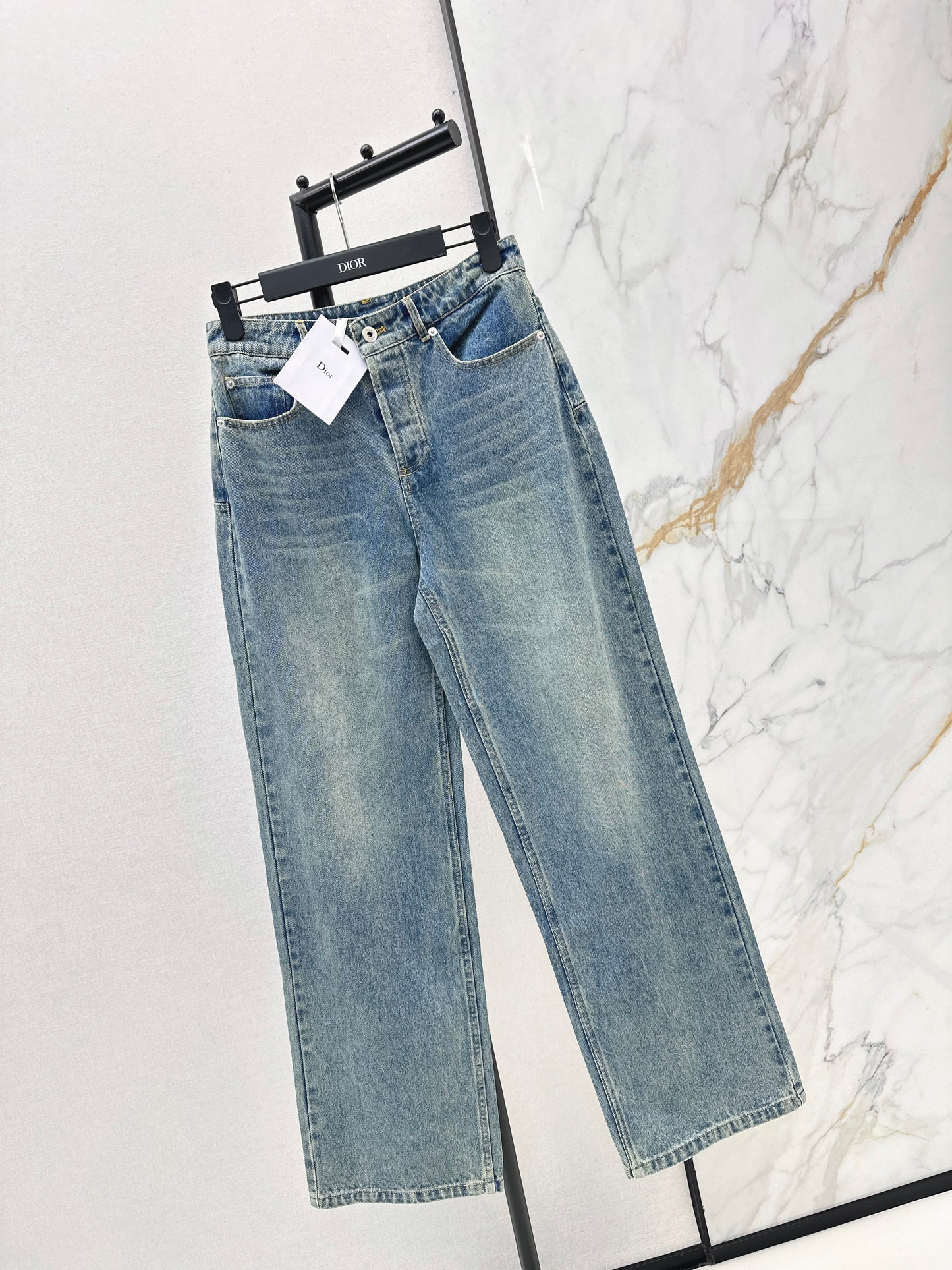 Distressed Washed Denim Jeans