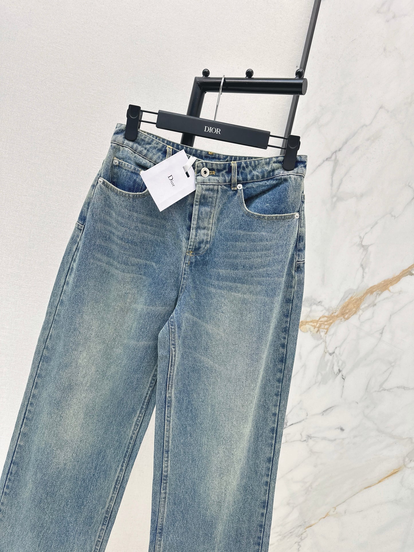 Distressed Washed Denim Jeans
