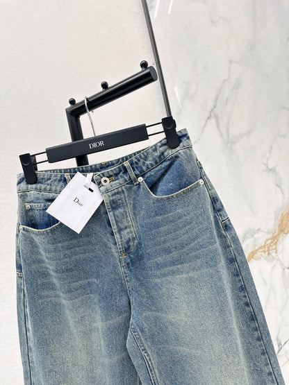 Distressed Washed Denim Jeans