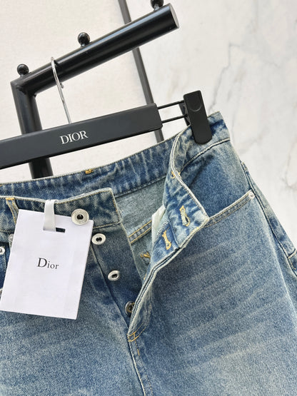 Distressed Washed Denim Jeans