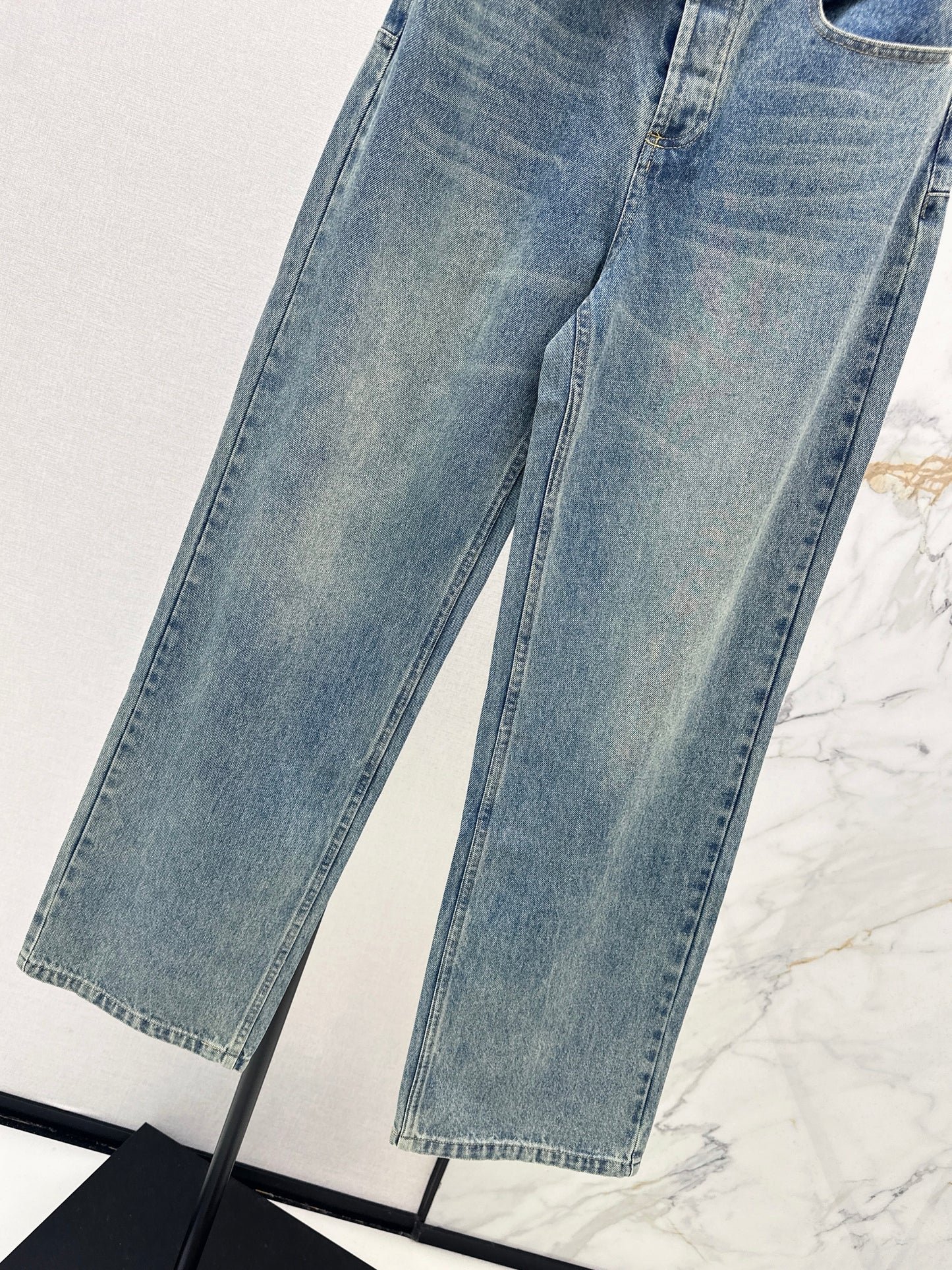 Distressed Washed Denim Jeans