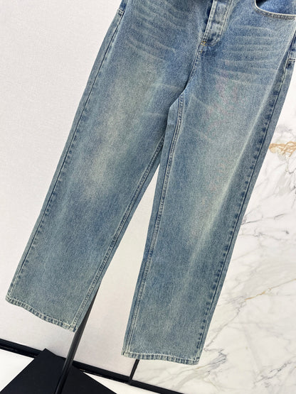 Distressed Washed Denim Jeans