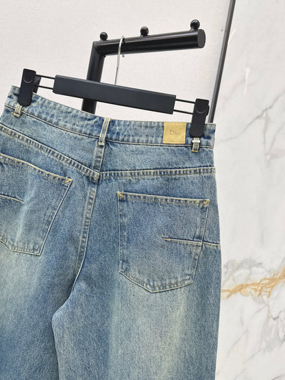 Distressed Washed Denim Jeans