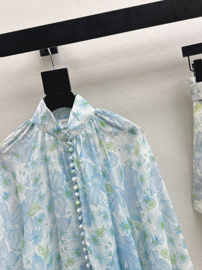Printed Shirt/Belted Shorts