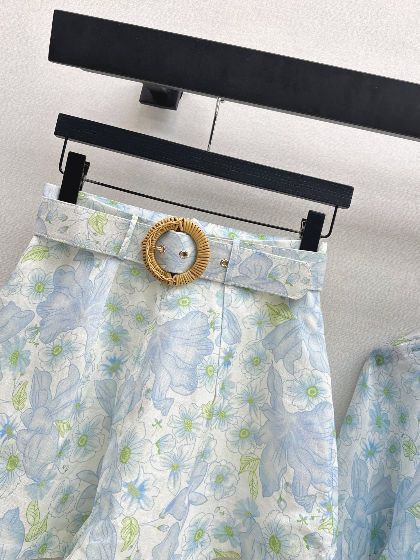 Printed Shirt/Belted Shorts