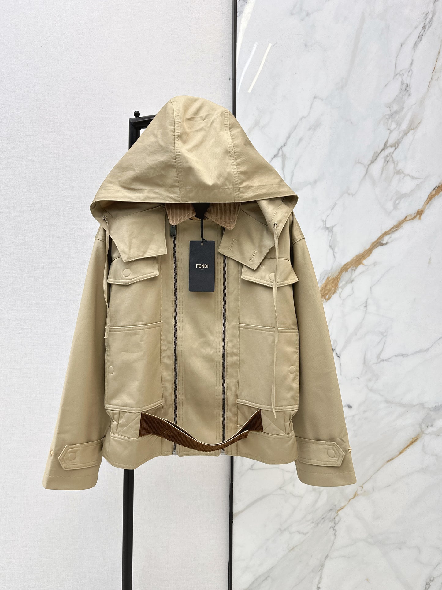 Lapel belted trench coat
