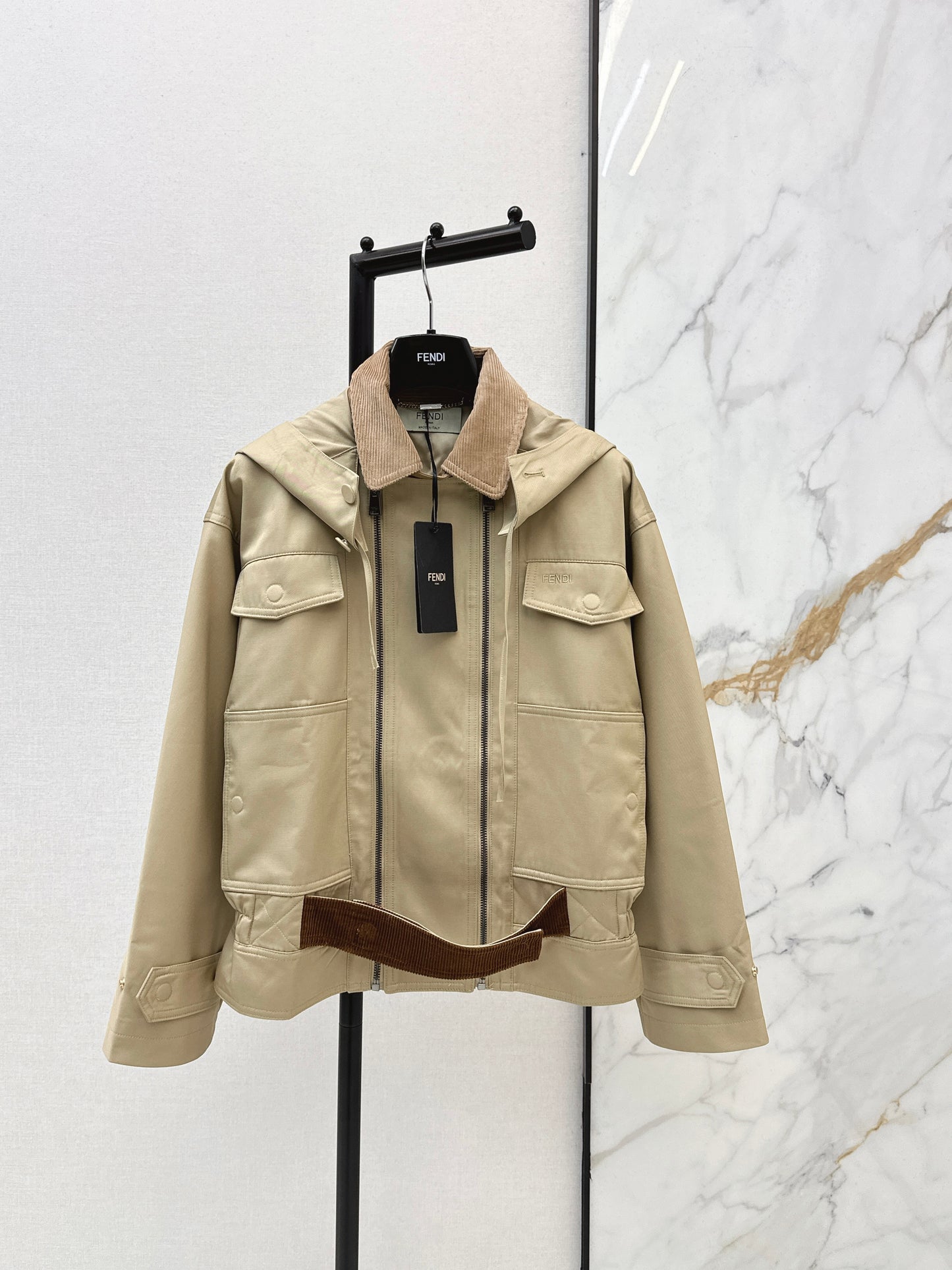 Lapel belted trench coat