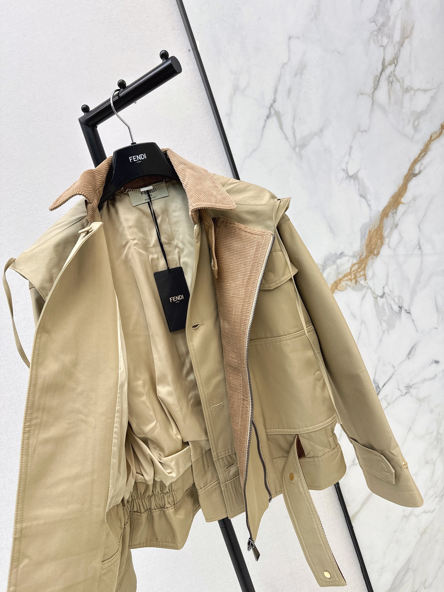 Lapel belted trench coat