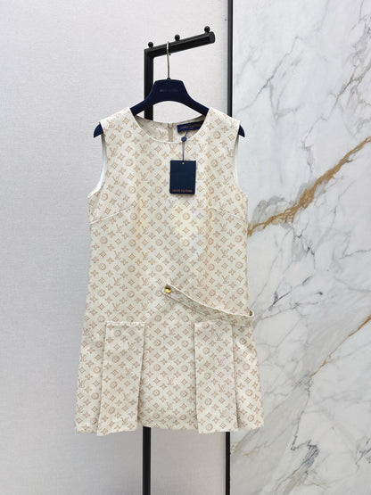 Printed sleeveless vest dress