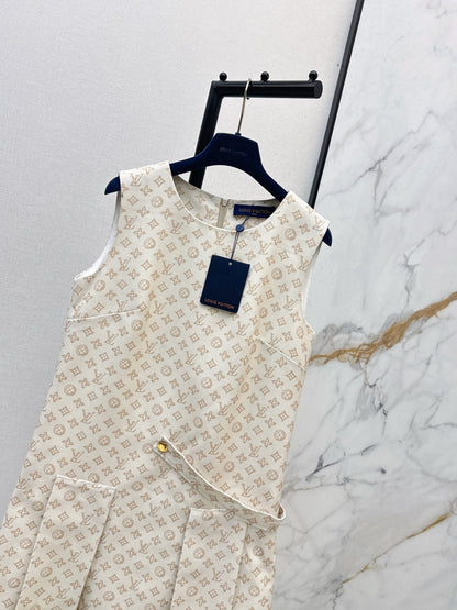 Printed sleeveless vest dress