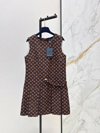 Printed sleeveless vest dress