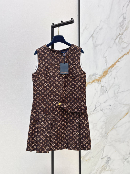 Printed sleeveless vest dress
