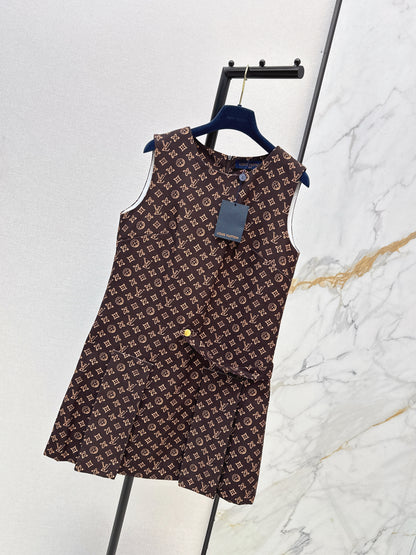 Printed sleeveless vest dress