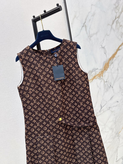 Printed sleeveless vest dress