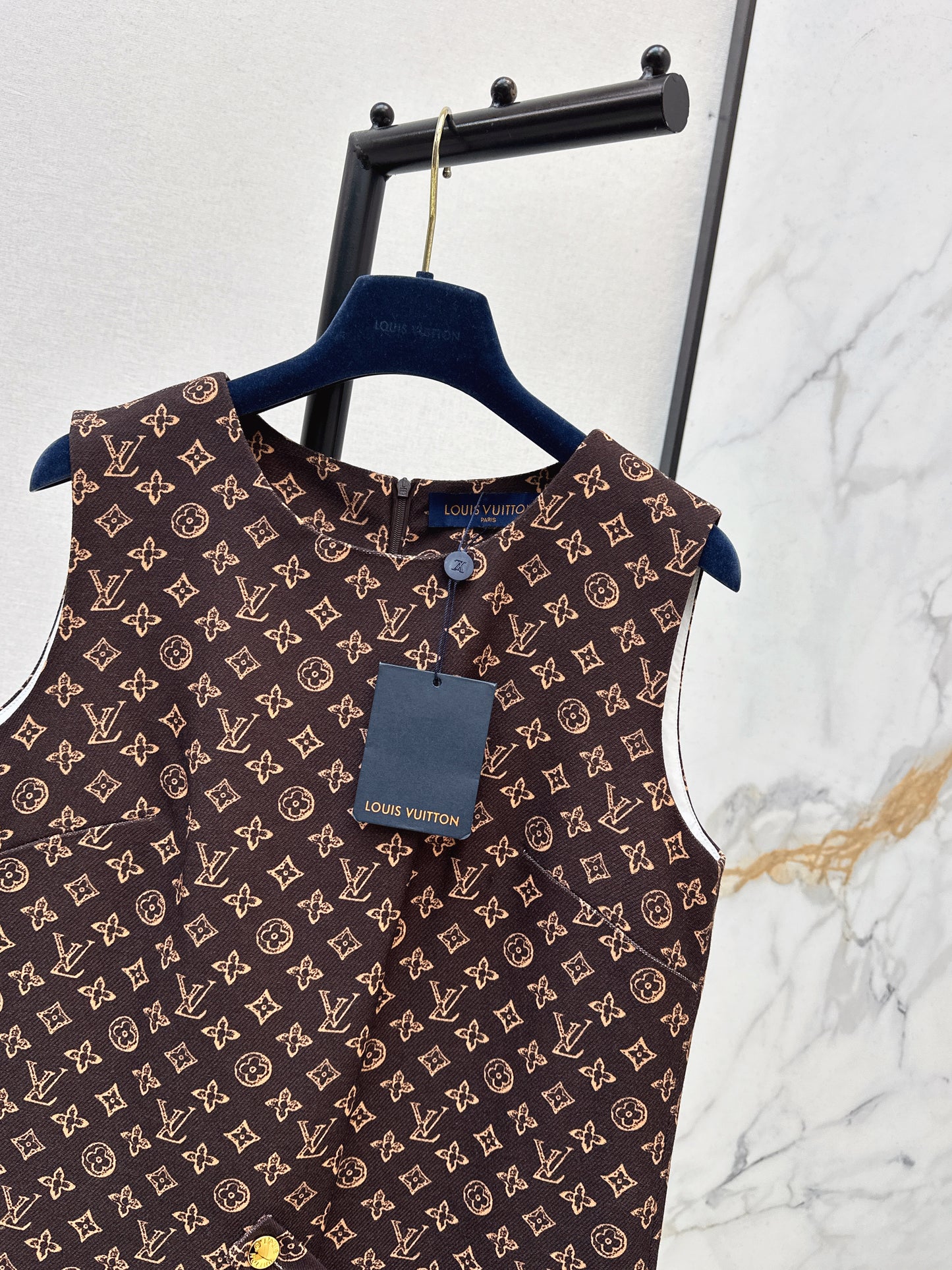 Printed sleeveless vest dress