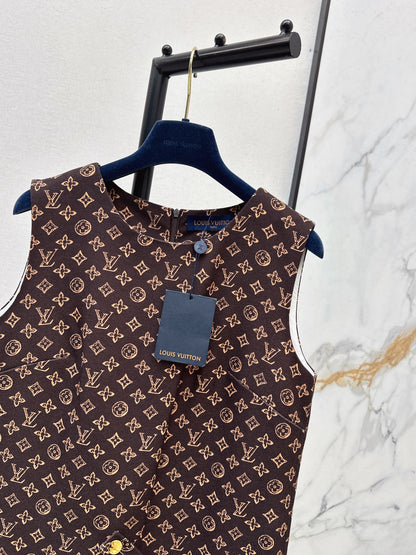 Printed sleeveless vest dress
