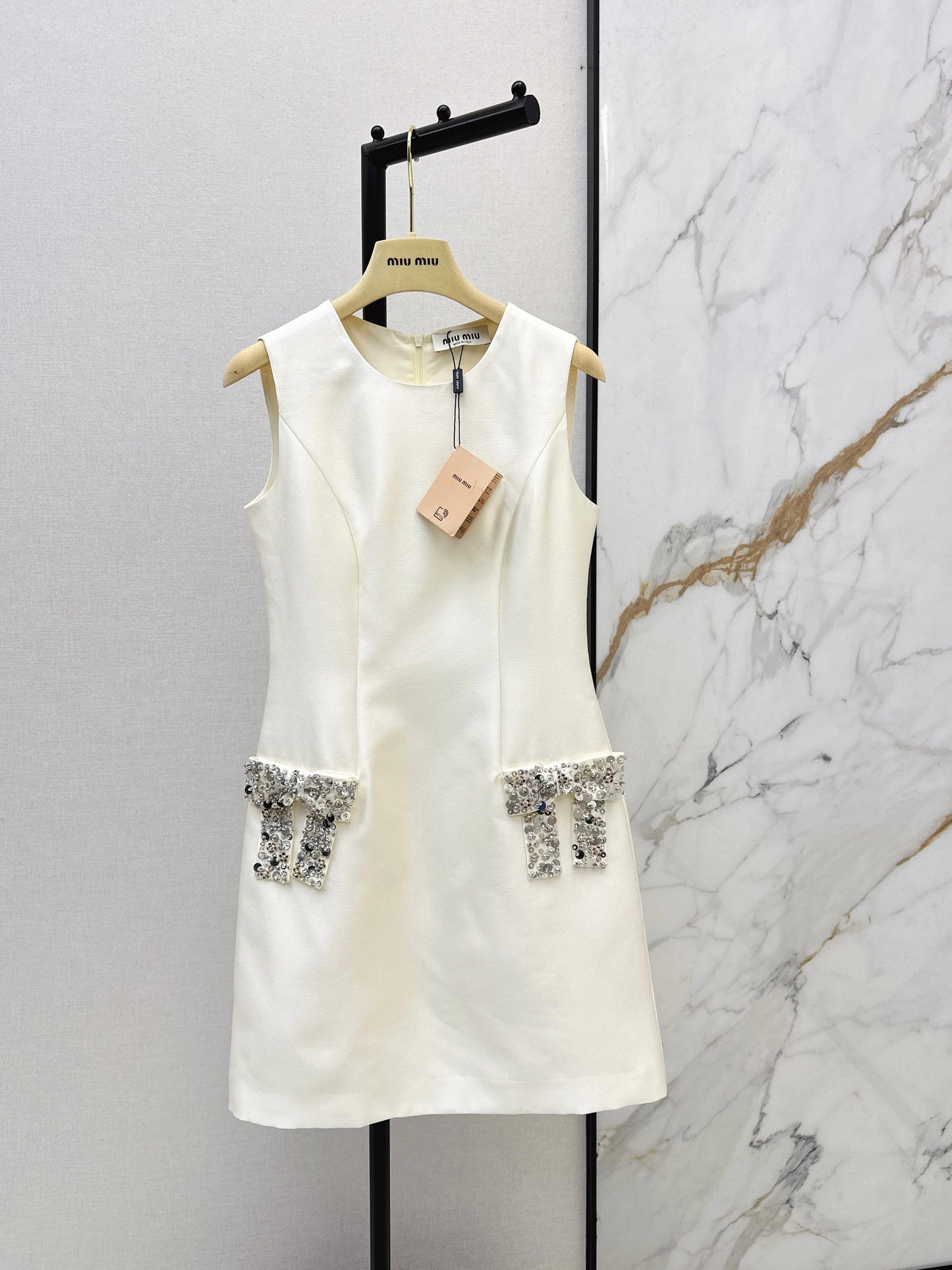 Rhinestone Bow Sleeveless Dress