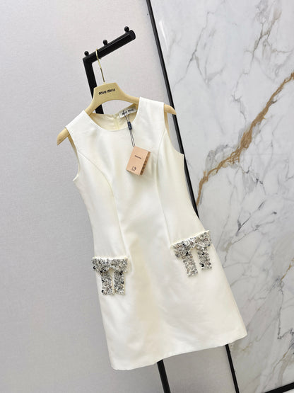 Rhinestone Bow Sleeveless Dress